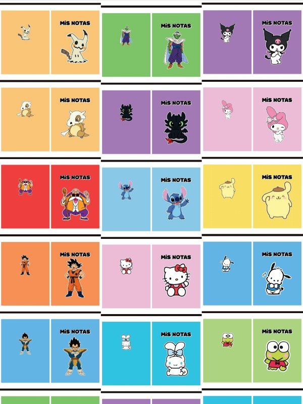 Producto - Imprimible Libretas A6 47 personajes