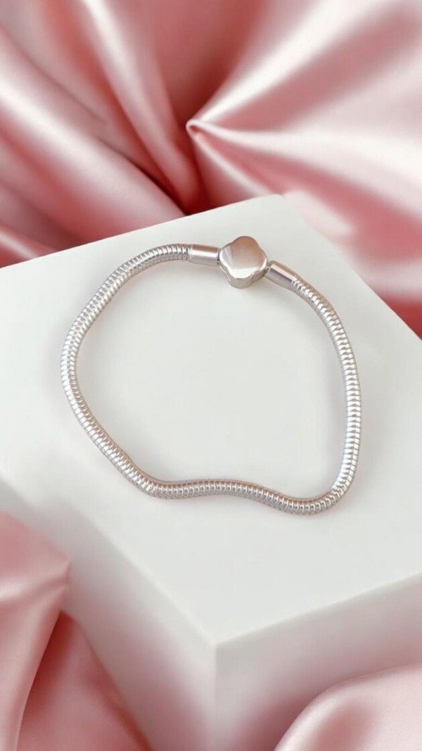 Producto - Pulsera acero blanco flor