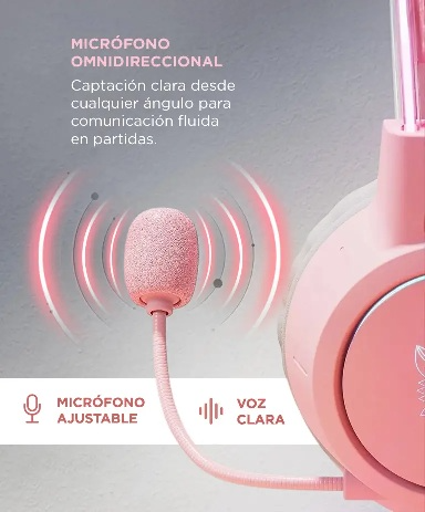 Producto - Auricular c/microfono -driver 50mm -acolchados -gamer -3.5mm + usb -diseño gato - 3