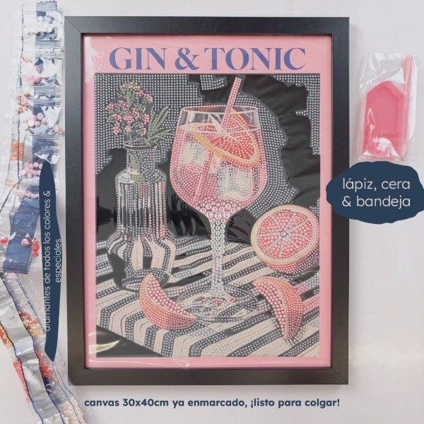 Producto - GIN TONIC - Cuadro Diamong Painting especial - 30x40 CM. - 3