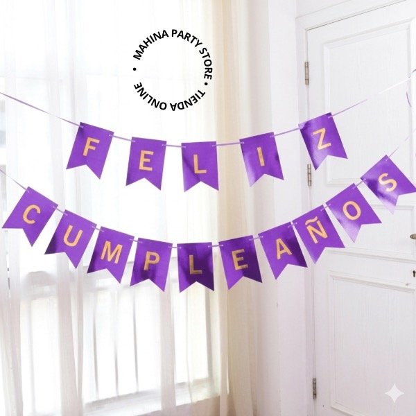 Producto - Banderín de cumpleaños violeta