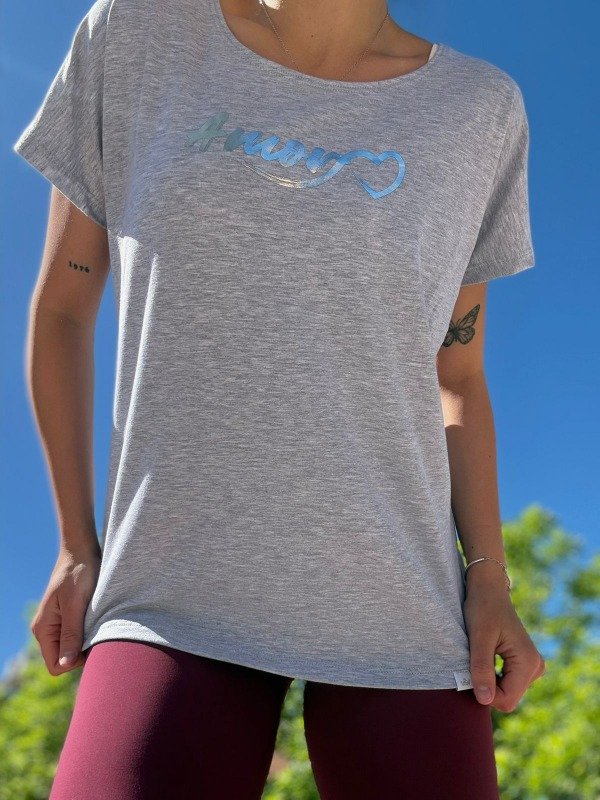 Producto - Remera mangas cortas gris melange amor