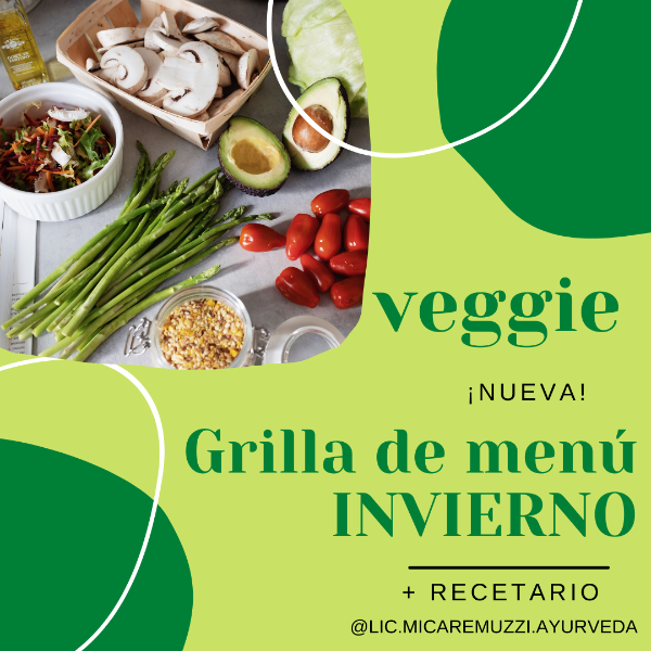 Producto - Grilla de menú VEGGIE invierno p/TODAS tus comidas + Recetario INVIERNO