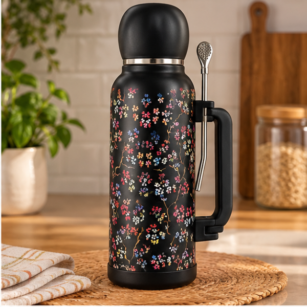 Producto - Termo Shaky Estampado de 1.3 lts con tapa que se puede usar de mate y bombilla - 4