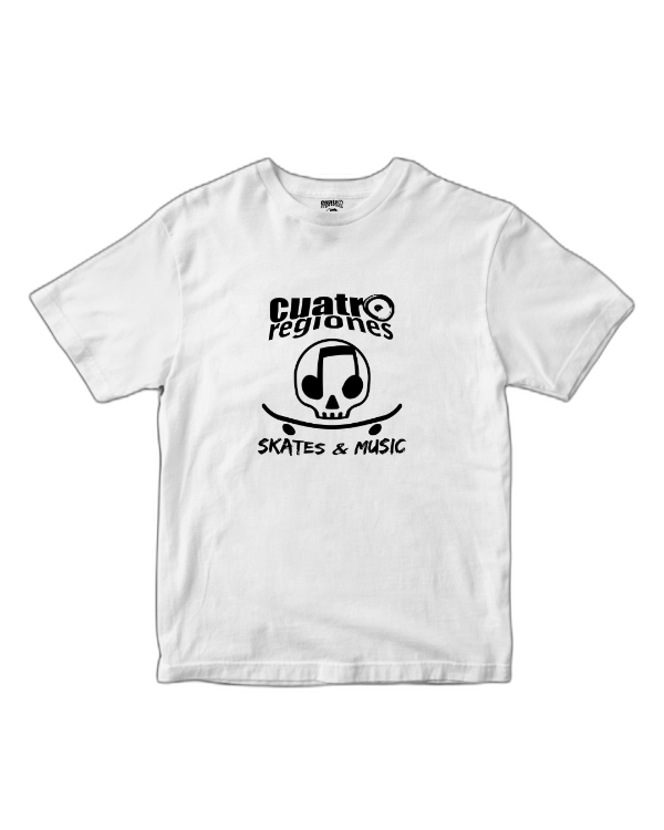 Producto - REMERA CUATRO REGIONES SKATES - LOGO BLANCA