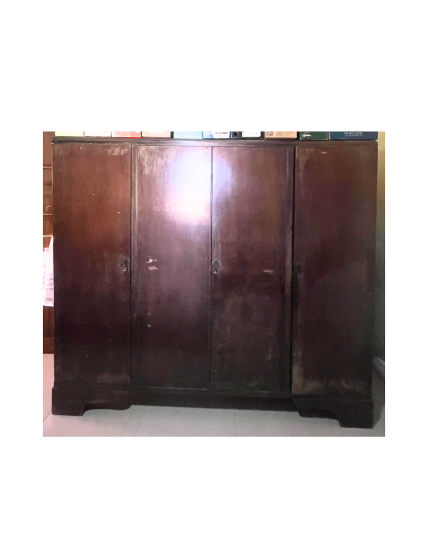Producto - Ropero antiguo de madera con cajones y espacio para colgar	180x202x61