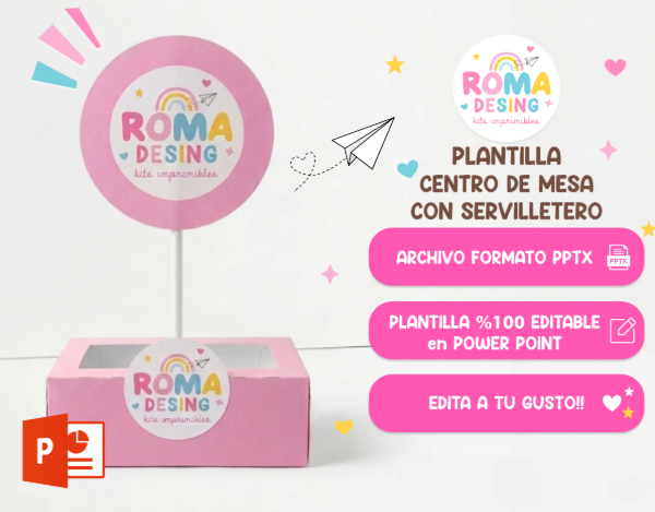 Producto - PLANTILLA CENTRO DE MESA CON SERVILLETERO editable power point