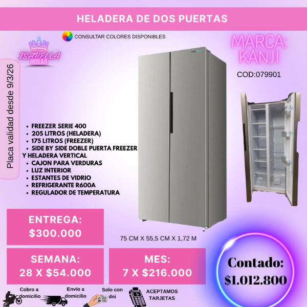Producto - HELADERA DE DOS PUERTAS KANJI COD:079901