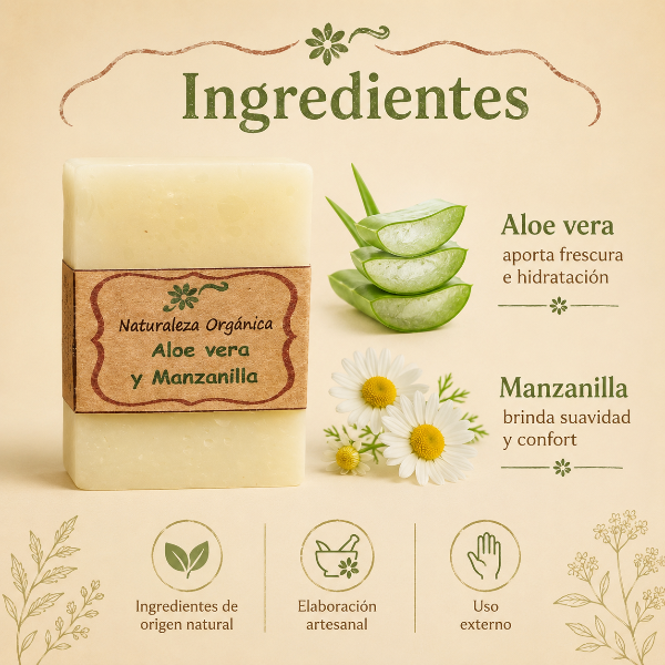 Producto - Jabón de Aloe Vera y Manzanilla - Cuidado Natural para Piel Sensible - 2