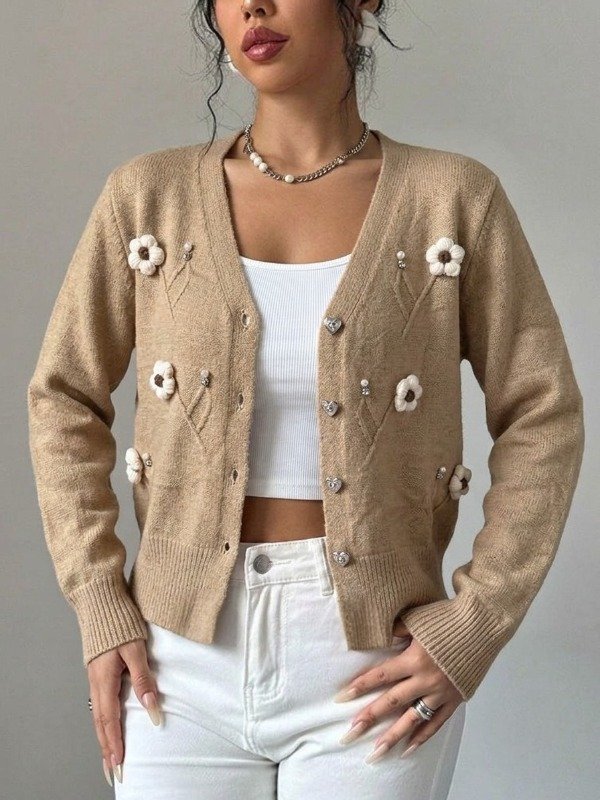 Producto - CARDIGAN BREMER TEJIDO FLOR Y PERLAS MUJER 2626