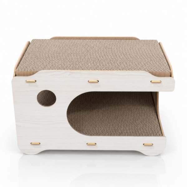 Producto - Mueble Madera Tipo Cucha con Ventana rectangula y Rascador Carton 25598
