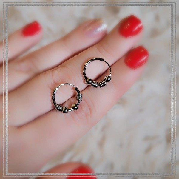 Producto - Aros Argollas con bolitas  con cierre interno