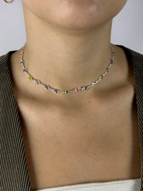 Producto - CADENA DE PLATA CUBICS COLORES 0029