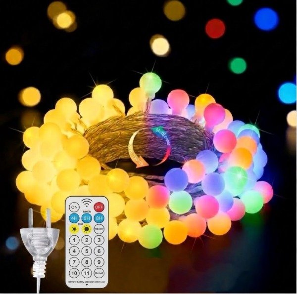 Producto - 13620 Guirnalda 136 Luces Bolita 20mts 220v Exterior Con Control - 0