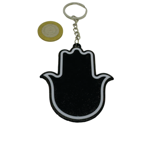 Producto - Llavero Hamsa 7 cm negro y blanco