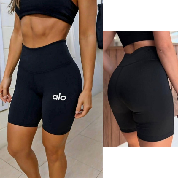Producto - Biker Alo Lycra Mujer Negra Tiro Alto Calidad Premium