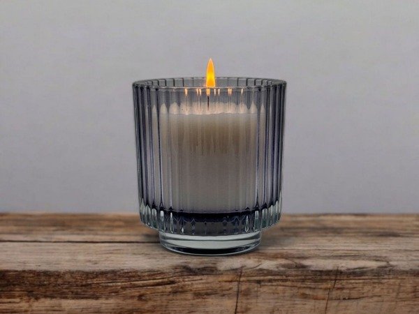 Producto - Vela vaso vidrio rayado - Aromanza