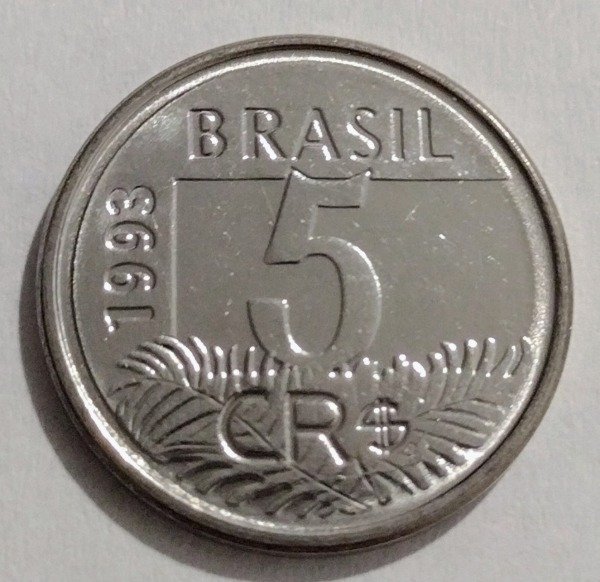 Producto - Brasil 5 cruzeiros 1993. Km# 627. Ave Arara - 1