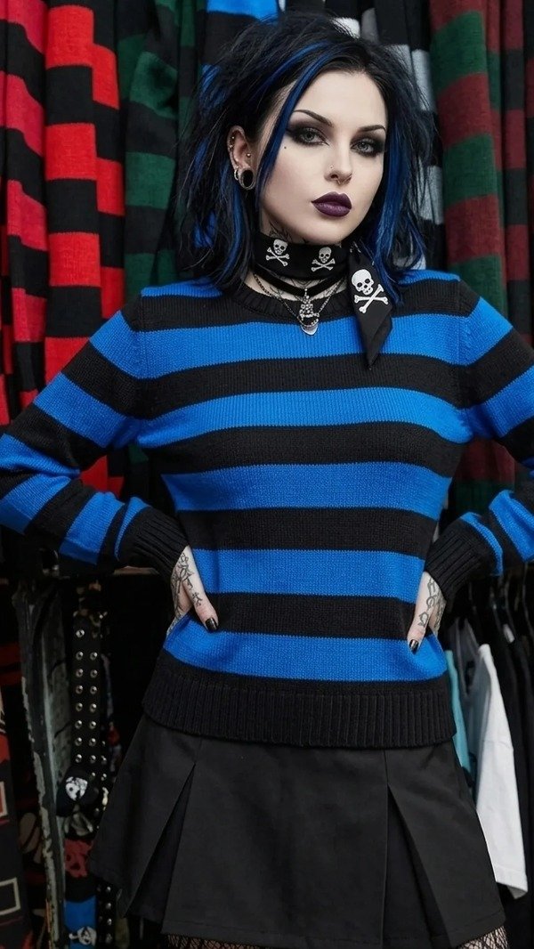 Producto - Sweaters unisex rayado azul y negro
