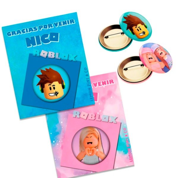 Producto - Pines Roblox 38 mm + tarjeta personalizada