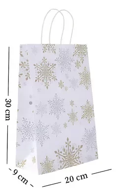 Producto - BOLSA CON MANIJA REGALO BLANCA COPOS DE NIEVE X1