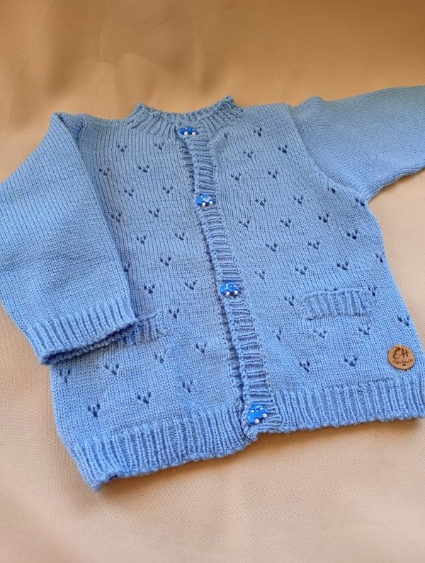 Producto - Camperita tejida en lana hipoalergénica  escote redondo. 6 - 12 meses