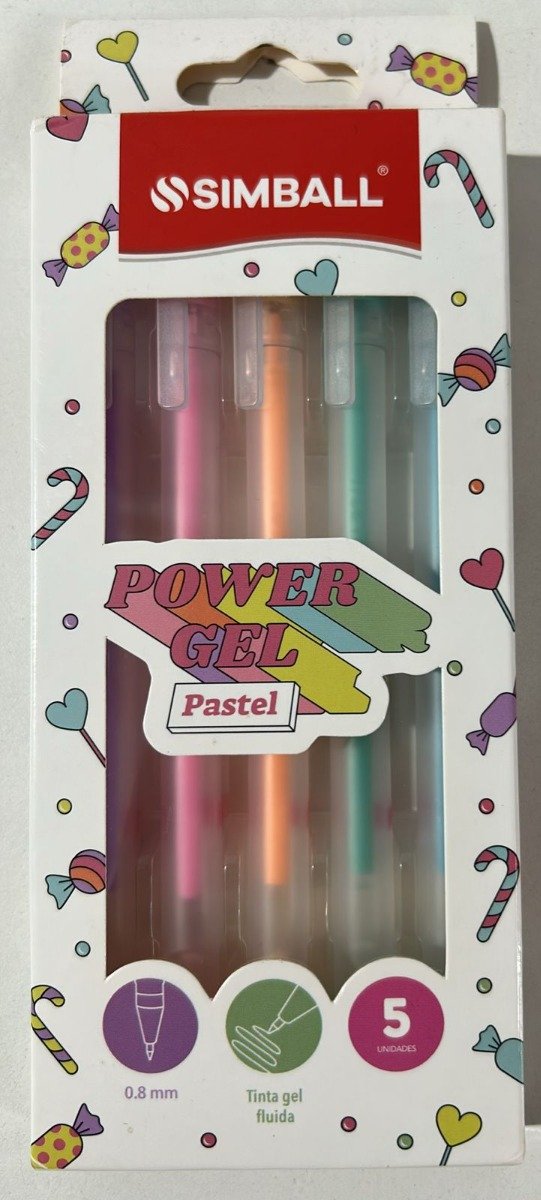 Producto - SET DE BOLIGRAFOS POWER GEL PASTEL SURTIDOS SIMBALL x 5 u