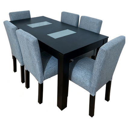 Producto - Juego de Comedor 6 Sillas Reforzadas + Mesa MDF Negra - Oferta - 0