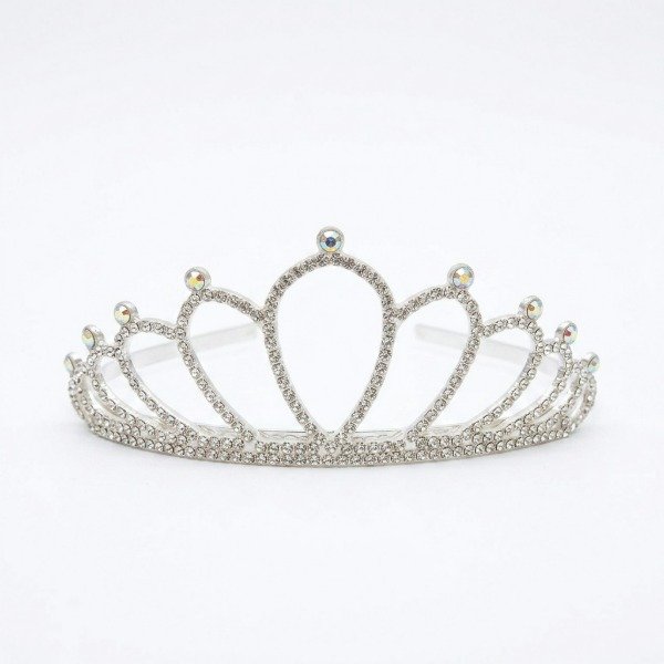 Producto - Corona plateada punta de perla  de goma eva con base de metal