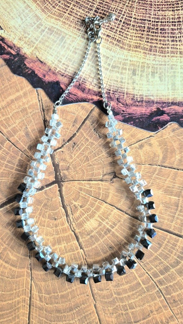Producto - Collar Cubico Plata y Negro - 0