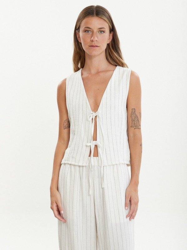 Producto - Chaleco Zaira rayado (lino)