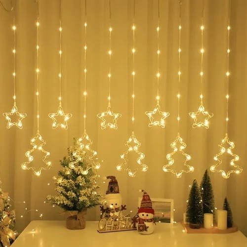 Producto - Cortina Led Arbol y estrellas Calida