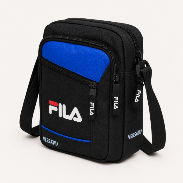 Producto - Morral Cruzado Fila Negro y Azul