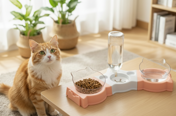 Producto - Comedero y bebedero doble con dispenser de agua