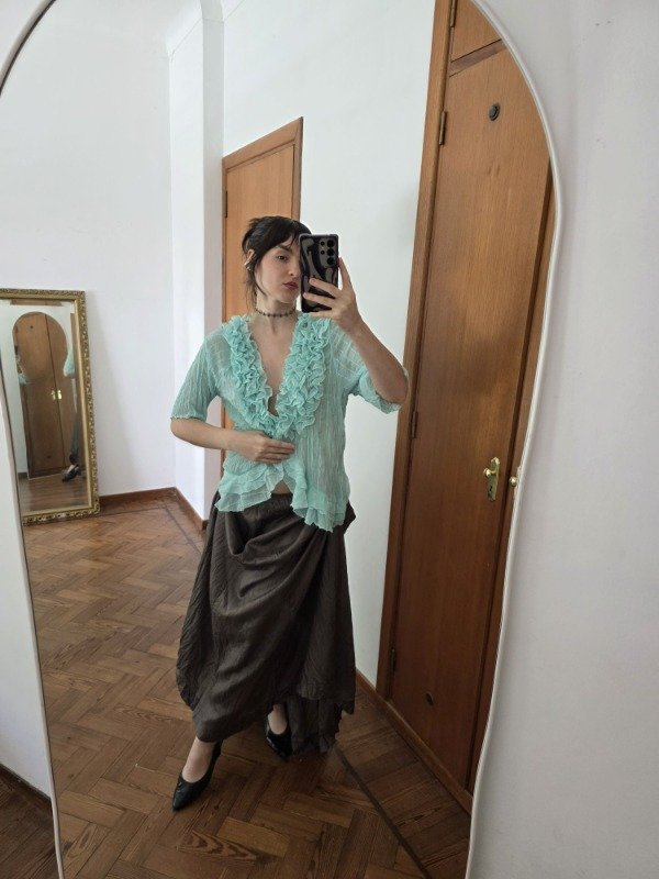 Blusa aqua marine volados — imagen 3