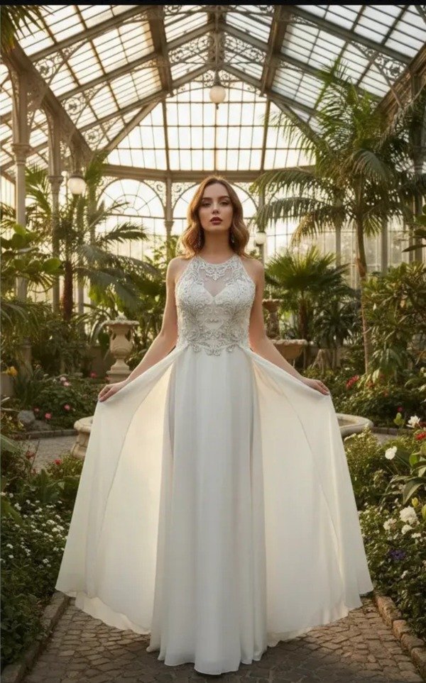 Vestido novia sensual delicado bordado