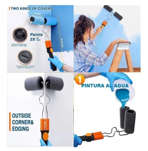 Producto - HE1541 RODILLO PARA PINTAR DOBLE RECARGABLE CON ACCESORIOS X12