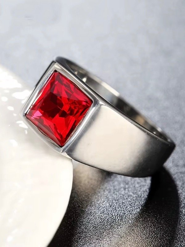 Producto - ANILLO PIEDRA ROJO PLATA