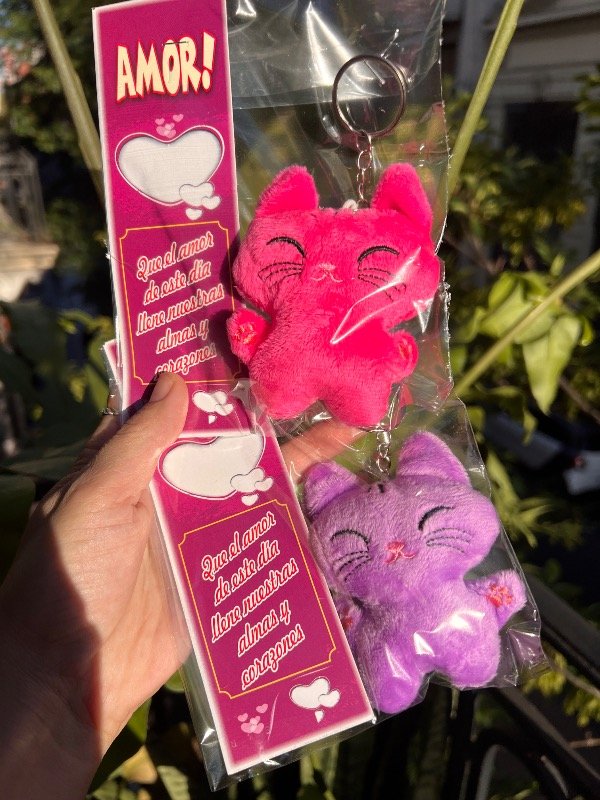 Producto - 4 llaveros peluche gatito san valentin