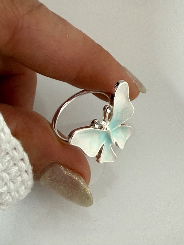 Producto - NB807 Anillo mariposa celeste acero blanco