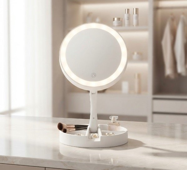 Producto - Espejo plegable con luz led recargable usb M-31