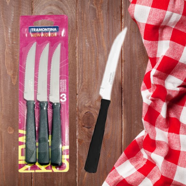 Producto - Cuchillo de mesa x 3 Tramontina New Kolor negro