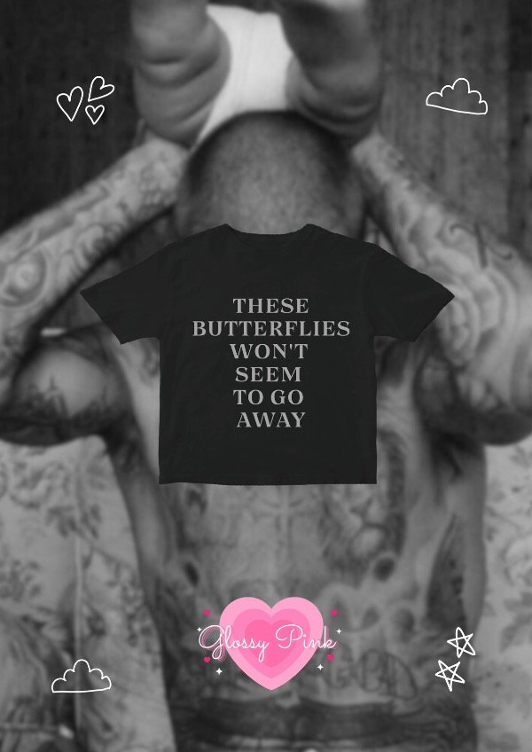 Producto - Baby Tee Butterfly - VINILO TEXTIL GRIS