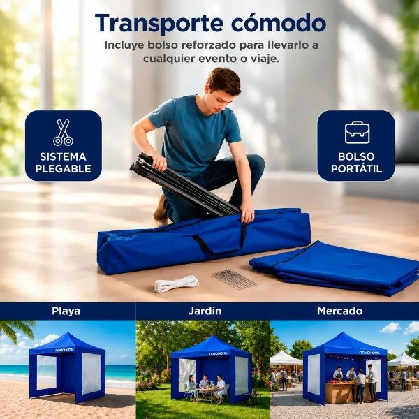 Producto - GAZEBO NOVO HOME CON PAREDES 3 X 3 - AZUL - 2