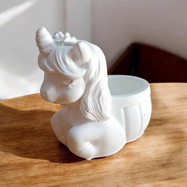 Producto - Porta Vela Unicornio Yeso