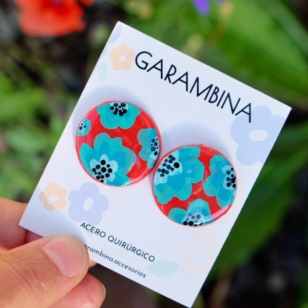 Producto - Redondel - Flores turquesas