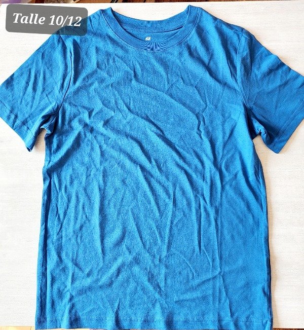 Remera manga corta HyM talle 10/12 azul lisa