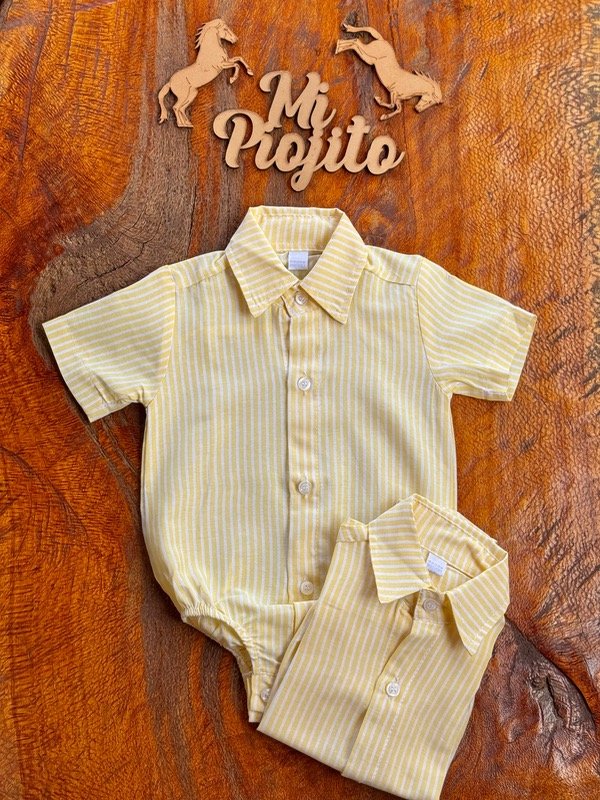 Producto - Body Camisa Rayitas Amarillo MC