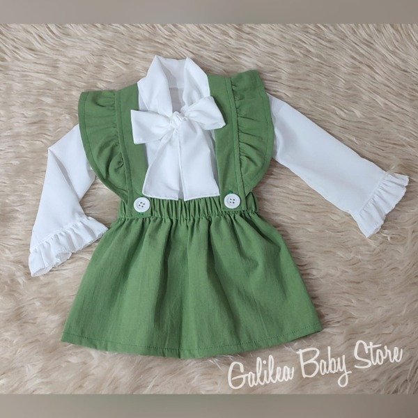 Producto - FALDA CON TIRANTES DE TUSOR EN VERDE PALTA