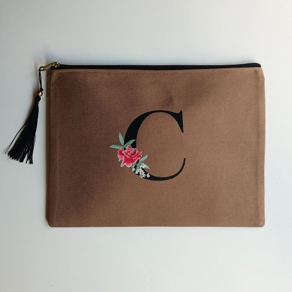 Producto - Portacosméticos AVELLANA con tu inicial Floral